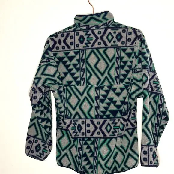 Vintage Patagonia Printed Snap-T Montana Siete Feather Grey Synchilla Size XS